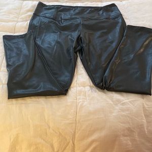 Black faux leather leggings